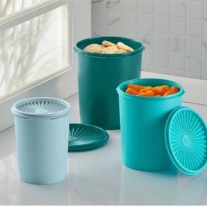 Tupperware Heritage 3pk Plastic Canister set Green